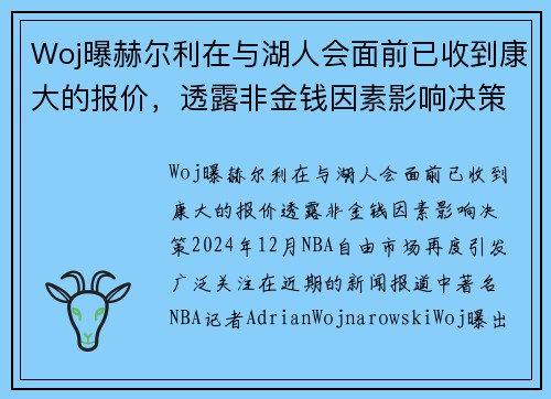 Woj曝赫尔利在与湖人会面前已收到康大的报价，透露非金钱因素影响决策